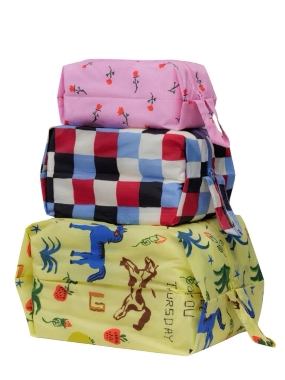 Baggu 3D Zip Pouch Set - 3 Pouch Set (1 Small, 1 Medium and 1 Large)